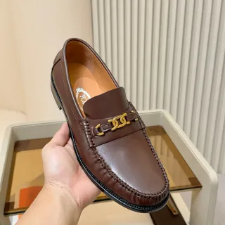 Tod's Horsebit Loafer marrón dorado cuero pulido hebilla mocasín
