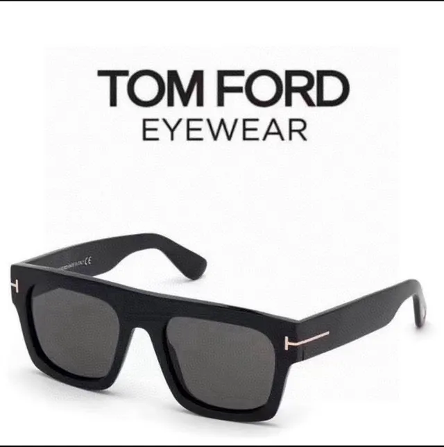 Tom Ford Black Gold Rectangular Frame Acetate Construction Sunglasses 2