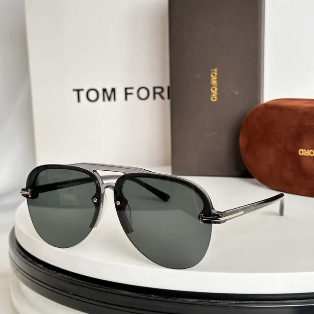 Tom Ford Double-Bar Temple Black Gold Temples Metal Inlay Sunglasses 9