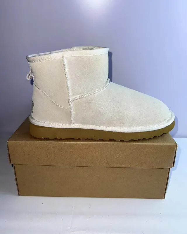 UGG Beige Brown Short Ankle Twin-Stitch Seam Snow Boots 3