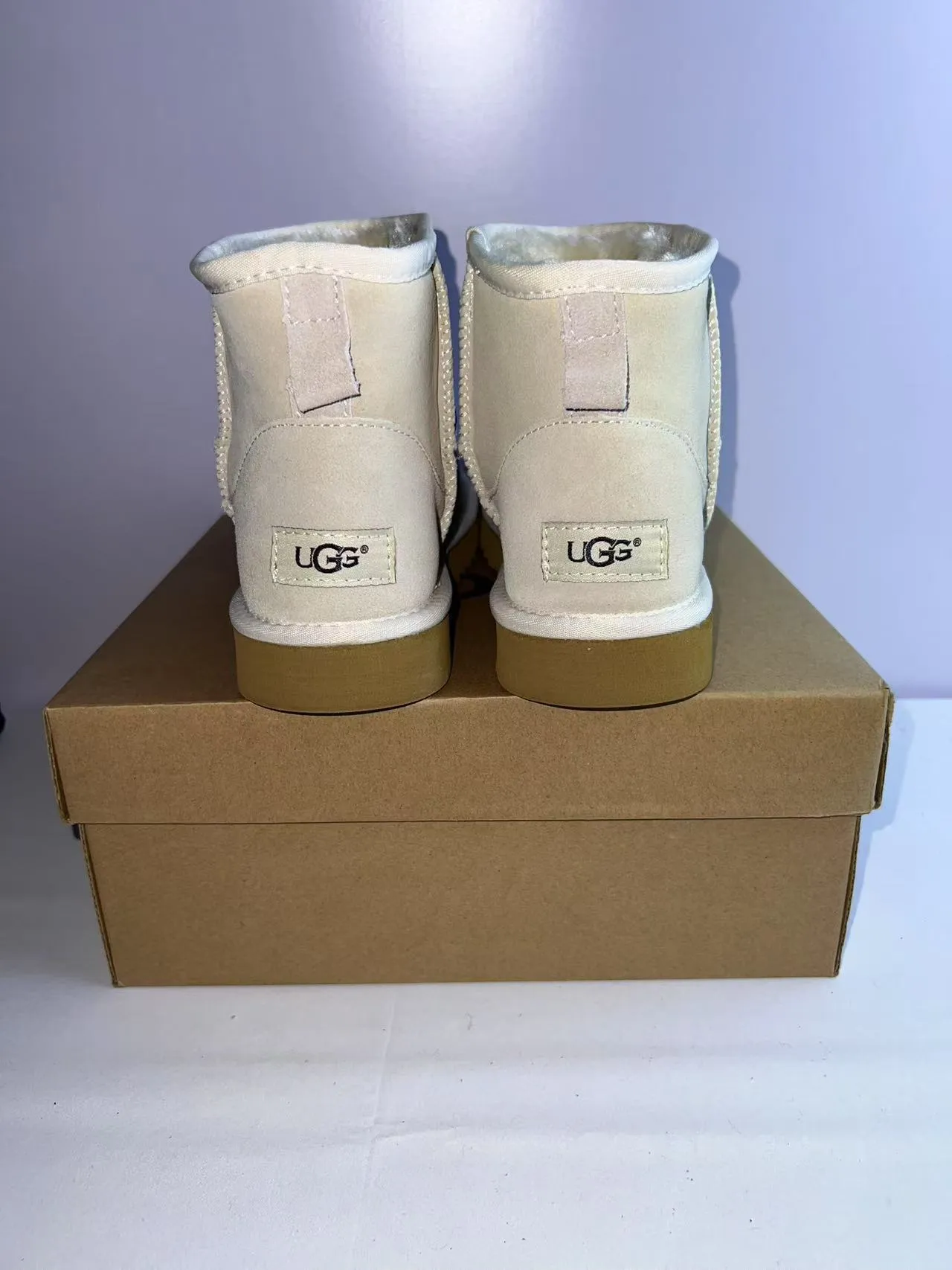 UGG Beige Brown Short Ankle Twin-Stitch Seam Snow Boots 5