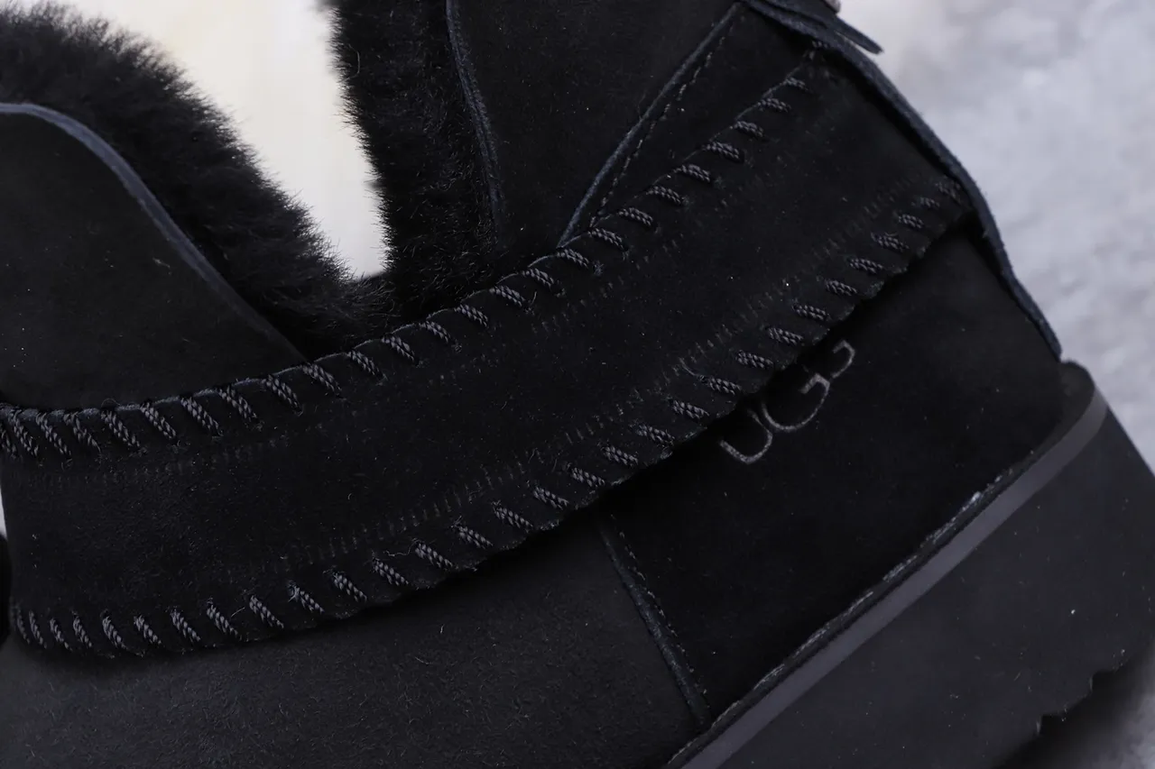 UGG Black Suede Upper Shearling-Lined Snow Boots 3