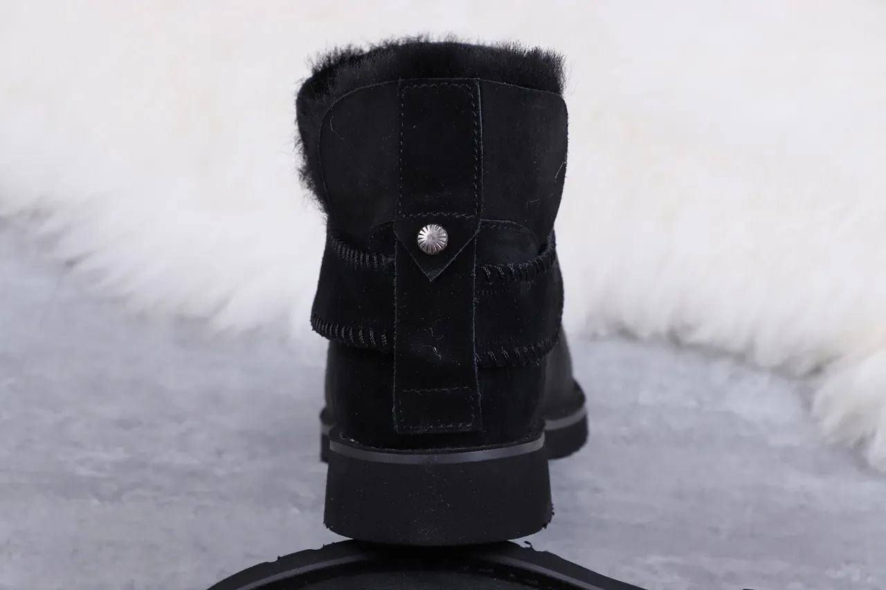 UGG Black Suede Upper Shearling-Lined Snow Boots 5