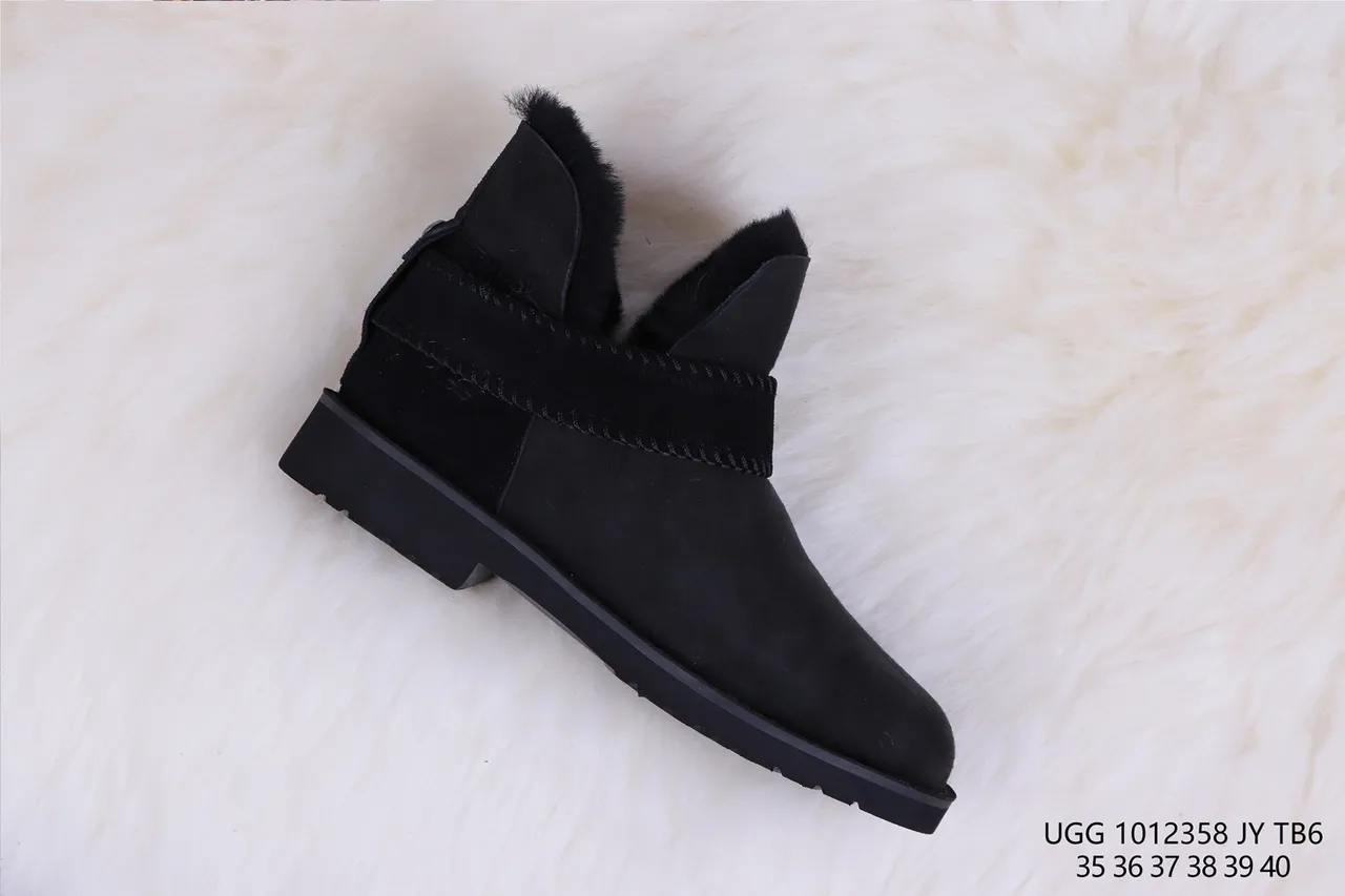 UGG Black Suede Upper Shearling-Lined Snow Boots 6