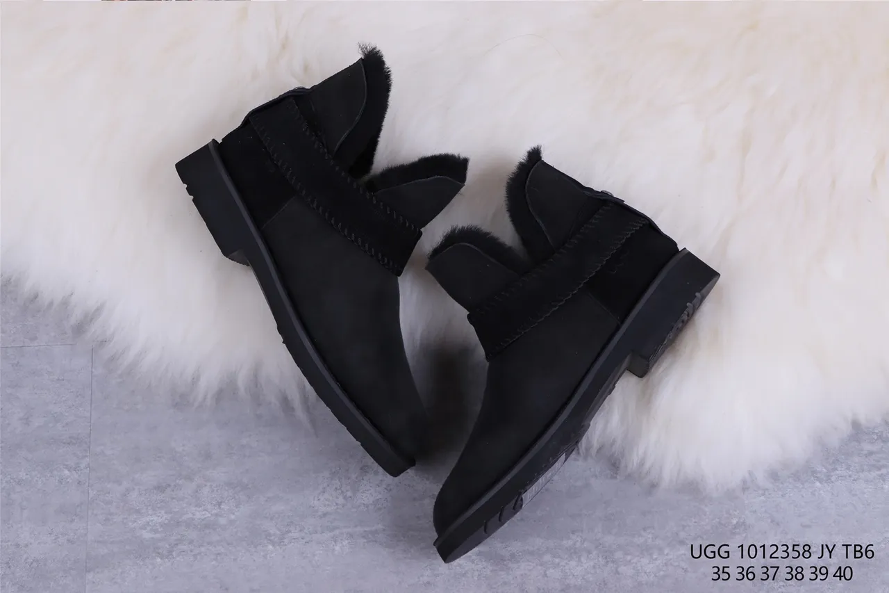UGG Black Suede Upper Shearling-Lined Snow Boots 7
