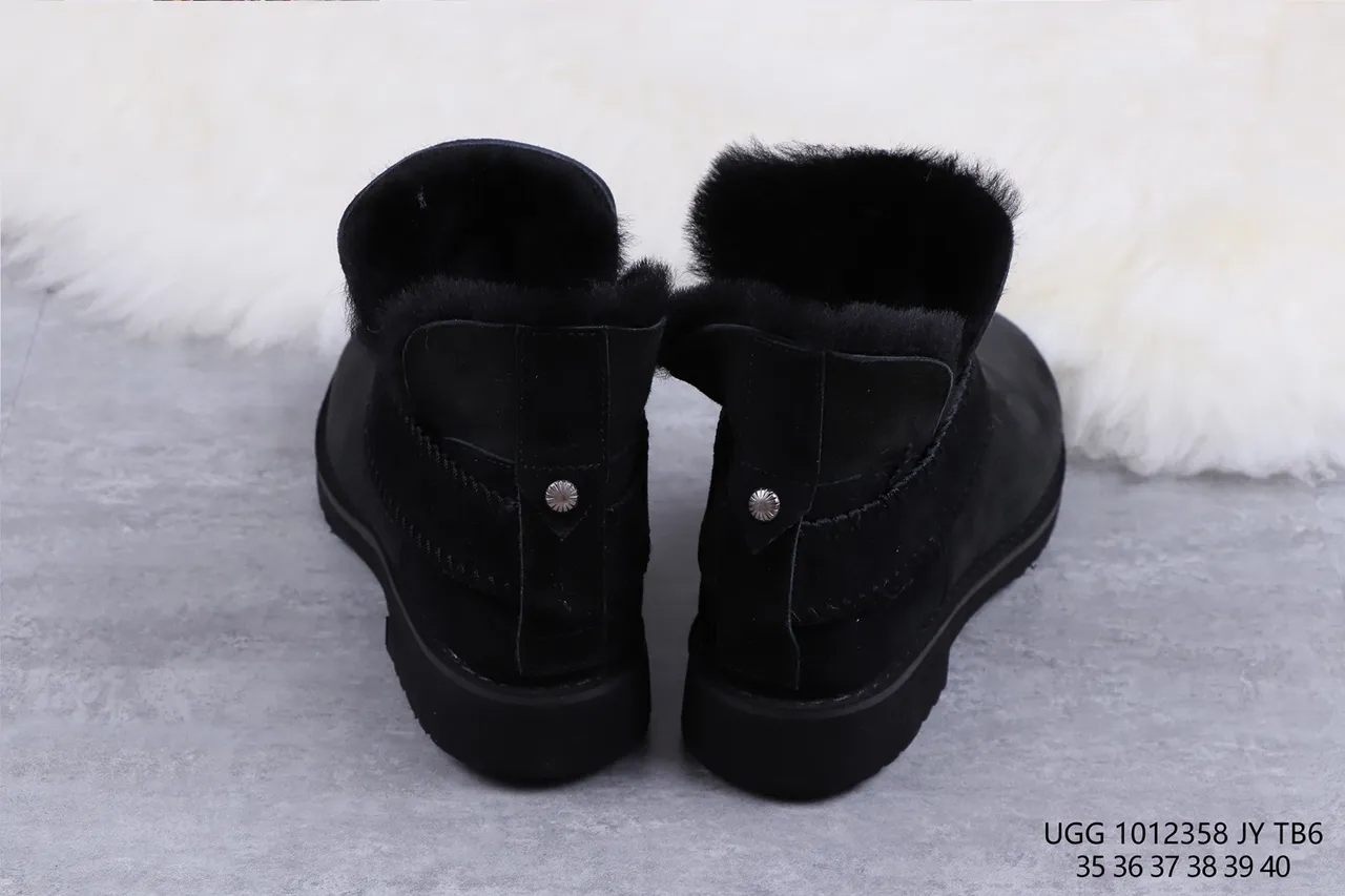 UGG Black Suede Upper Shearling-Lined Snow Boots 8