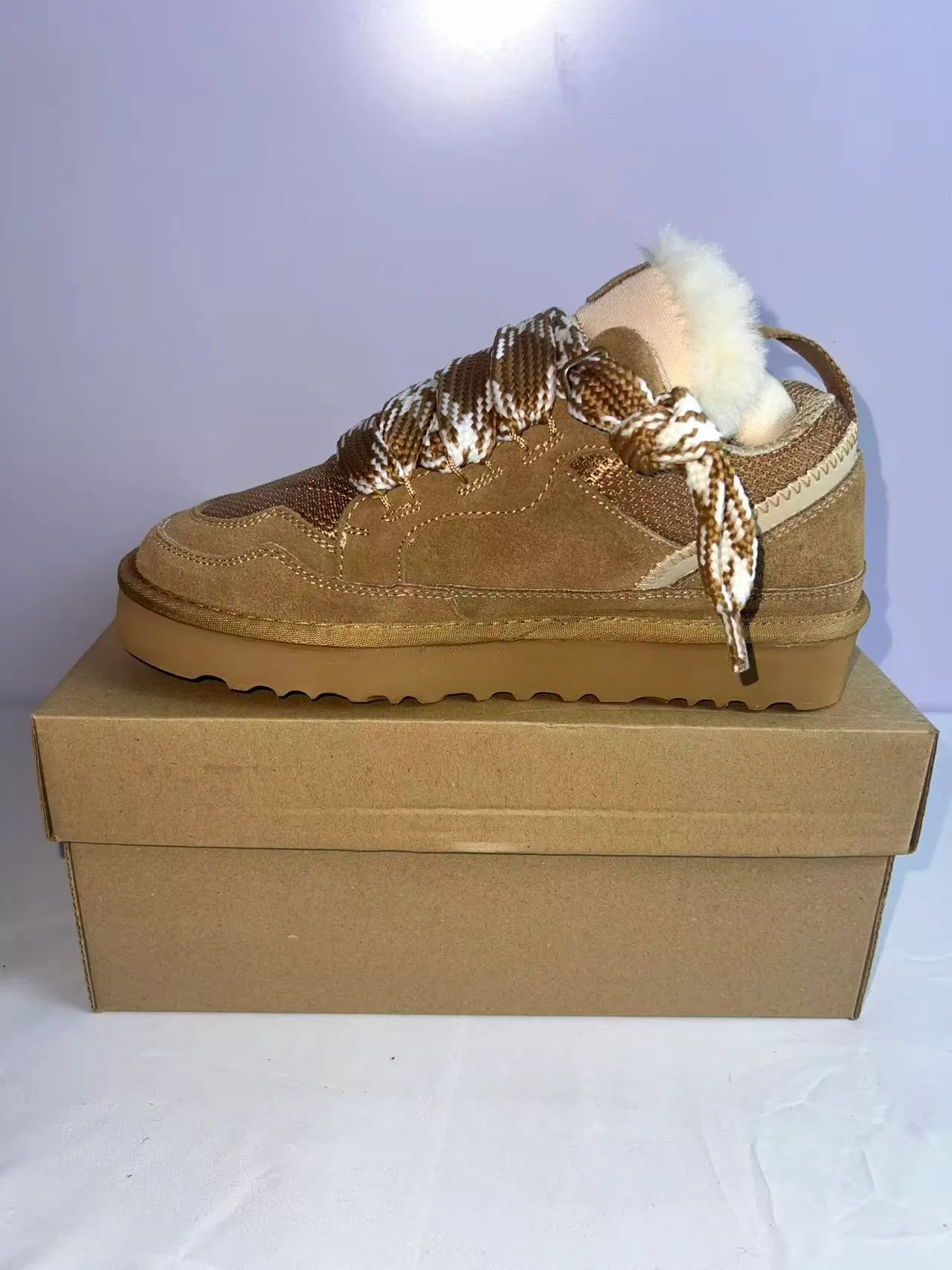 UGG Brown Beige Suede Upper Shearling Lining Lifestyle Sneakers 3
