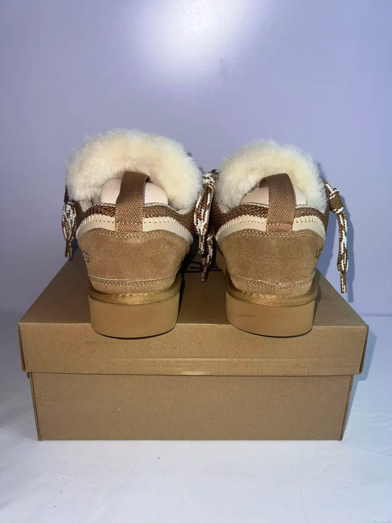 UGG Brown Beige Suede Upper Shearling Lining Lifestyle Sneakers 4
