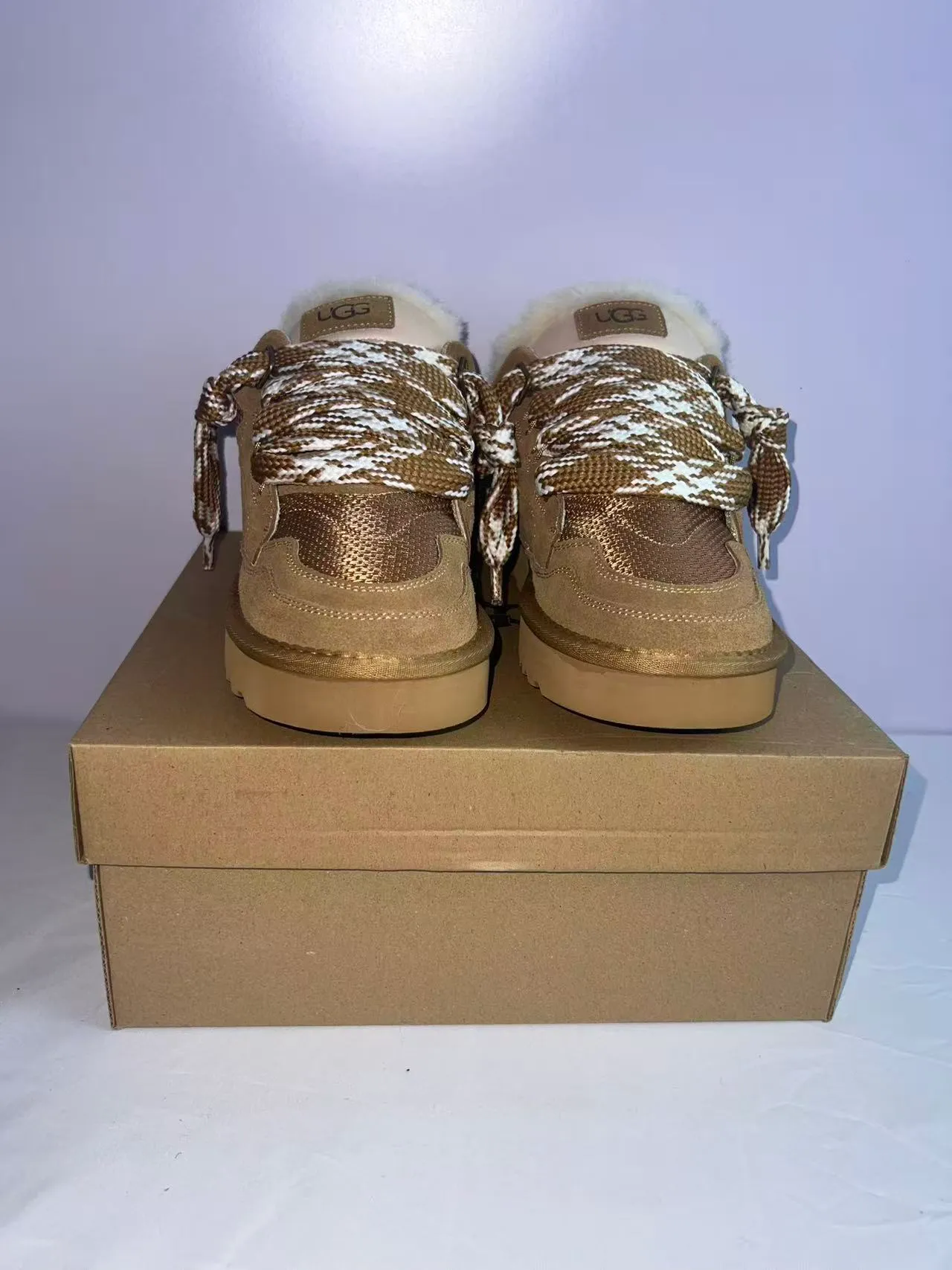 UGG Brown Beige Suede Upper Shearling Lining Lifestyle Sneakers 5