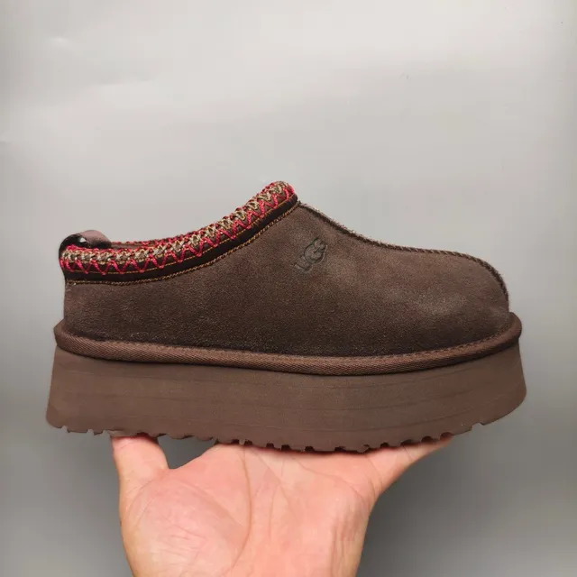UGG Brown Red Platform Sole Woven Trim Collar Loafer 2