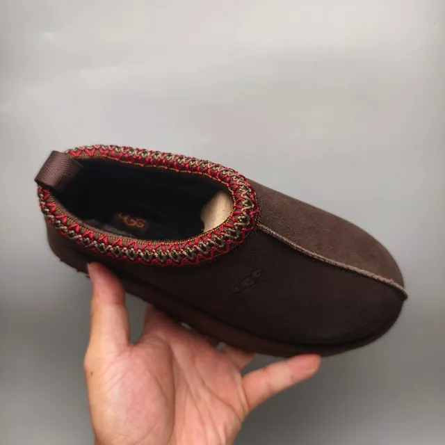 UGG Brown Red Platform Sole Woven Trim Collar Loafer 3