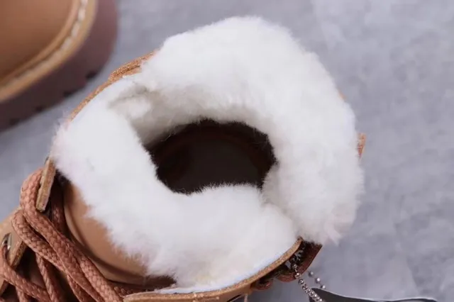 UGG Brown White Lace-Up Shearling-Lined Ankle Boots 2