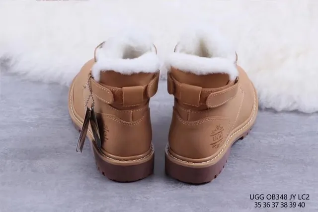 UGG Brown White Lace-Up Shearling-Lined Ankle Boots 7