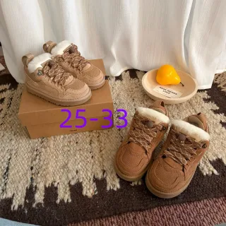 UGG Bottes de Neige Marron Blanc Lacées avec Doublure en Shearling