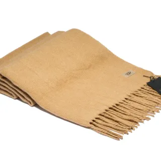 UGG Classic Beige Knitted Fringed Cashmere Scarf