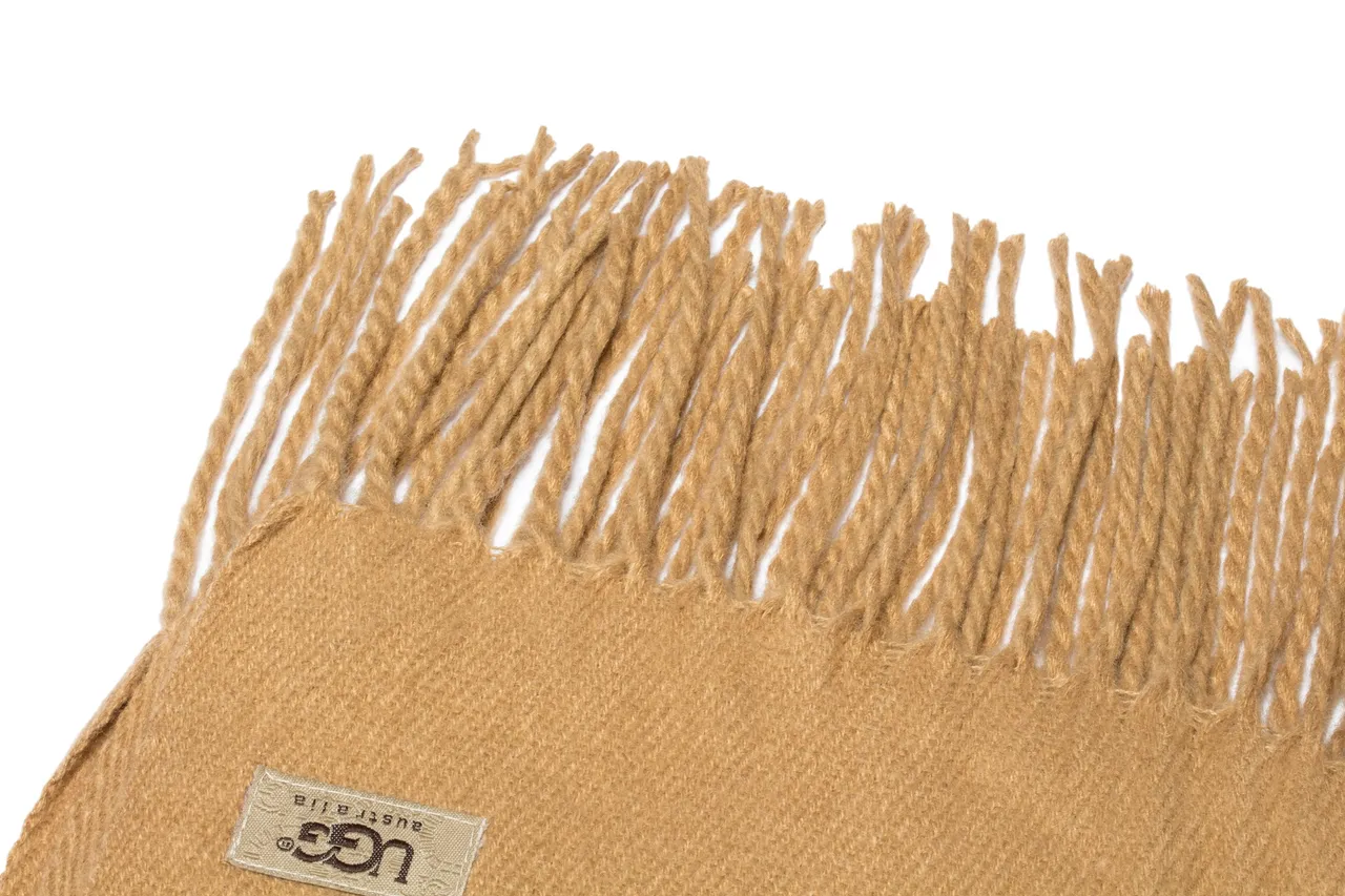 UGG Classic Beige Knitted Fringed Cashmere Scarf 8