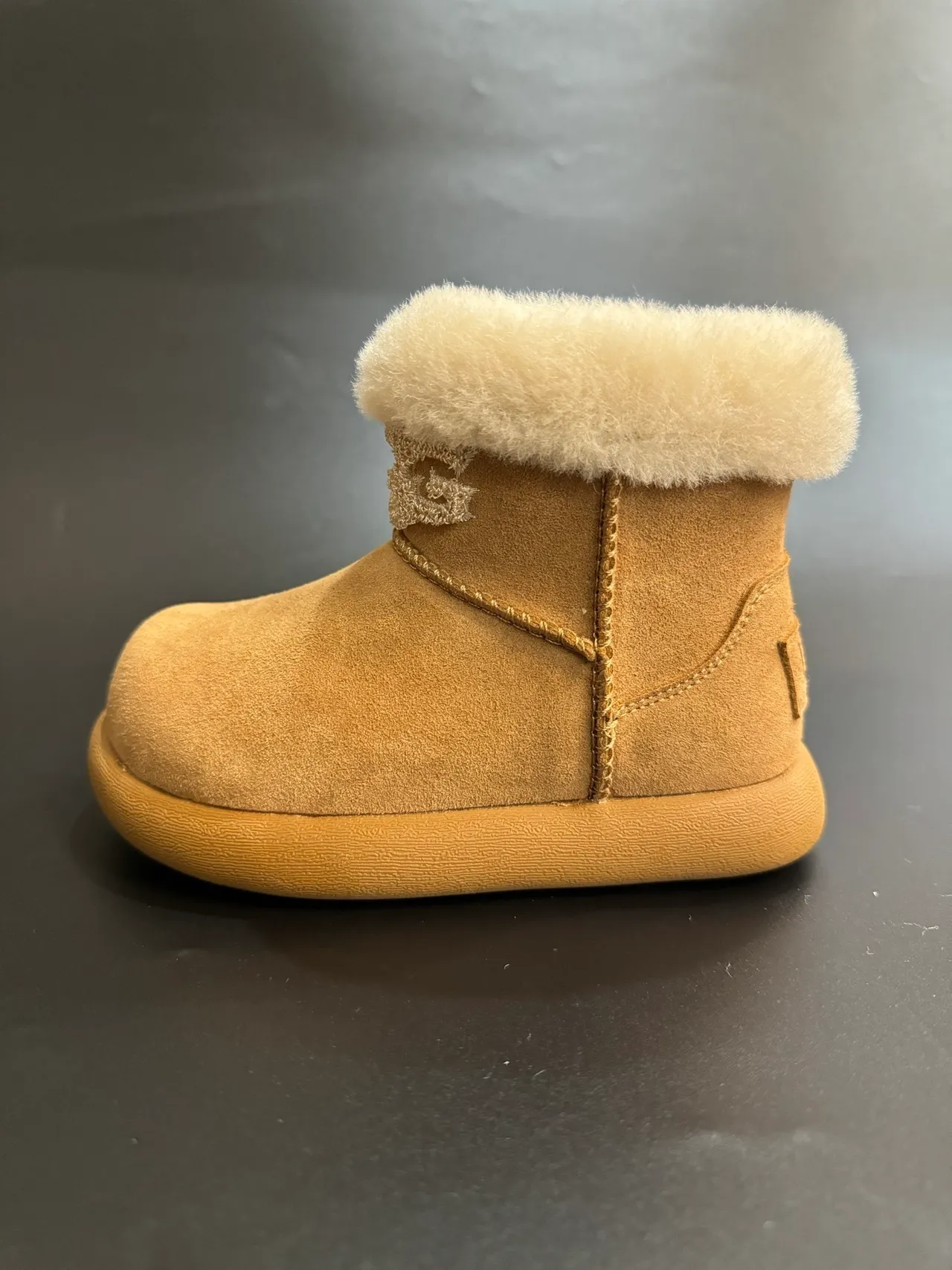 UGG Classic Mini Beige Suede Shearling Cuff Snow Boots 6