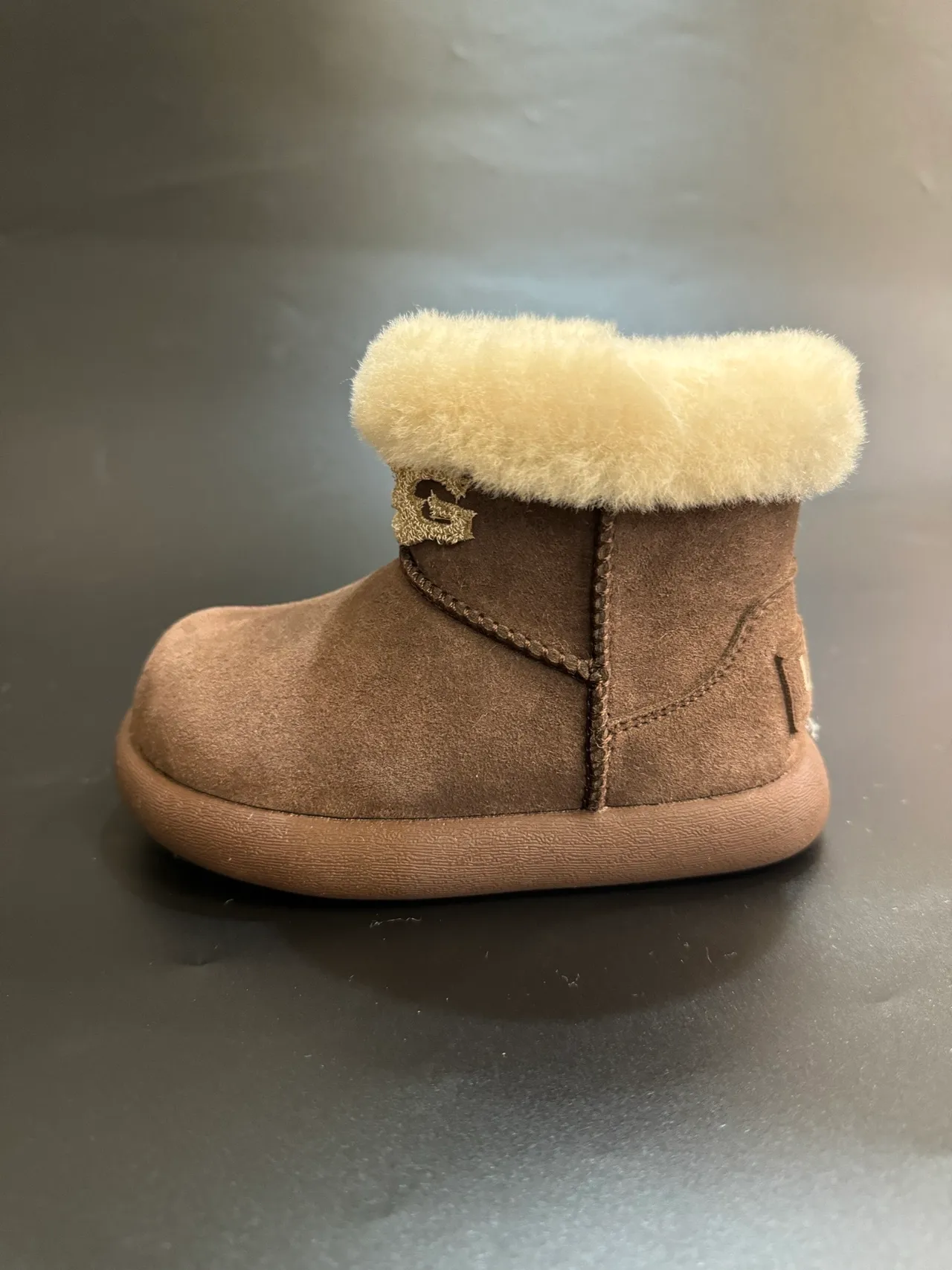 UGG Classic Mini Beige Suede Shearling Cuff Snow Boots 8