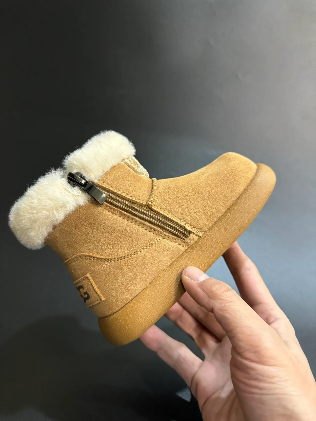 UGG Classic Mini Beige Suede Shearling Cuff Snow Boots 13