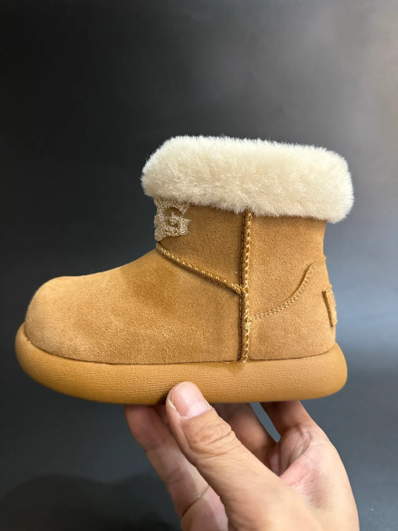 UGG Classic Mini Beige Suede Shearling Cuff Snow Boots 15