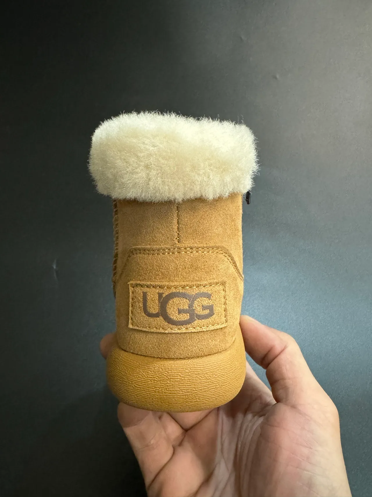 UGG Classic Mini Beige Suede Shearling Cuff Snow Boots 16