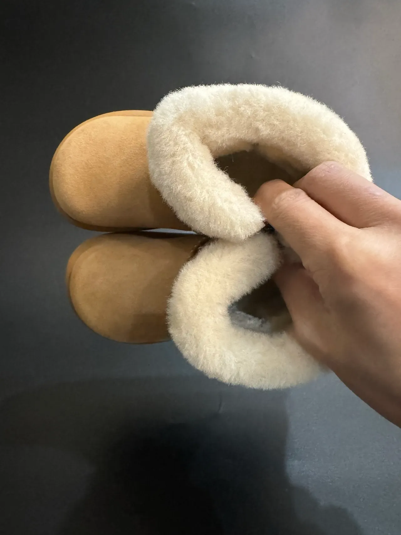 UGG Classic Mini Beige Suede Shearling Cuff Snow Boots 17