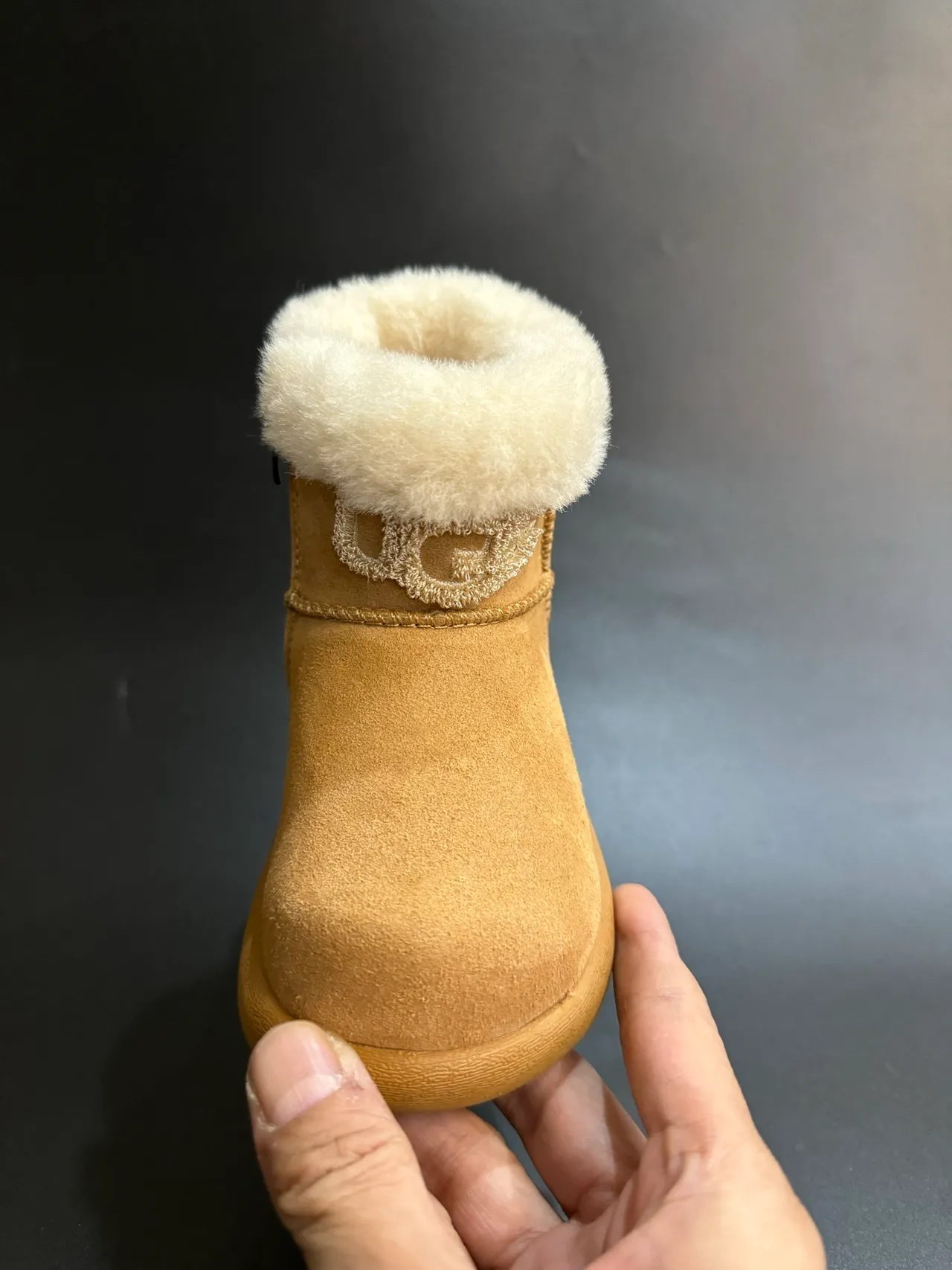 UGG Classic Mini Beige Suede Shearling Cuff Snow Boots 18