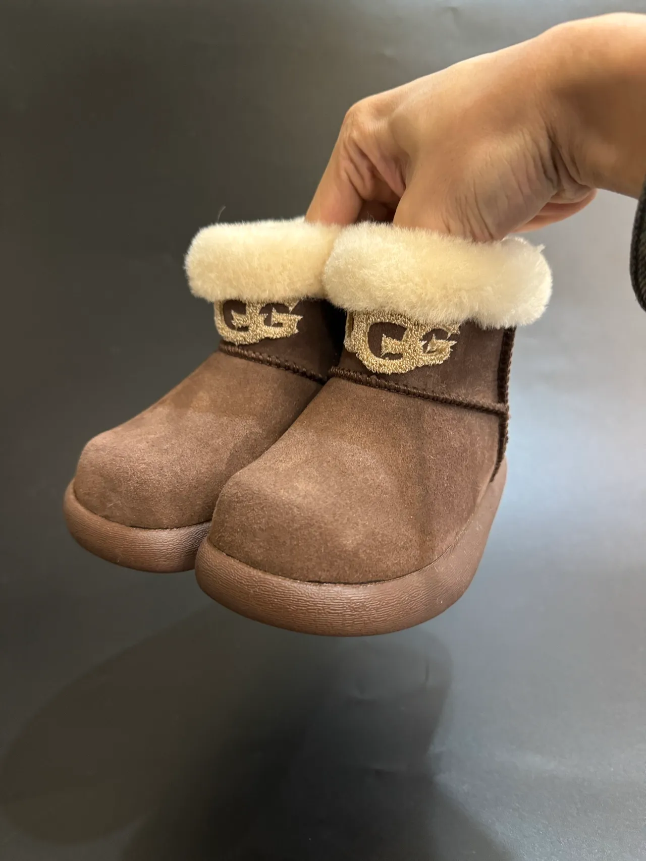 UGG Classic Mini Beige Suede Shearling Cuff Snow Boots 20