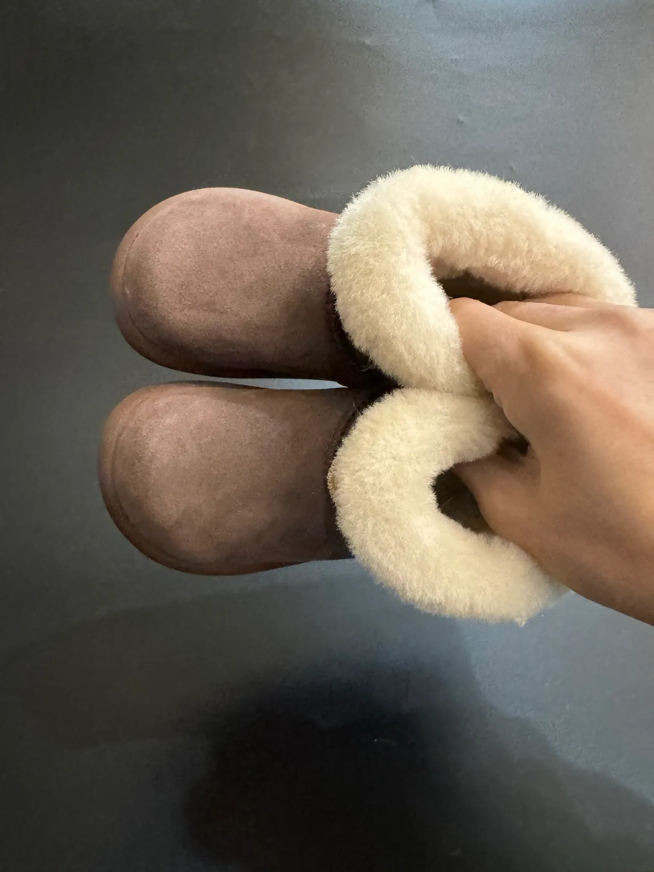 UGG Classic Mini Beige Suede Shearling Cuff Snow Boots 22