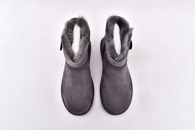 UGG Classic Mini Button Charcoal Gray Snow Boots 3