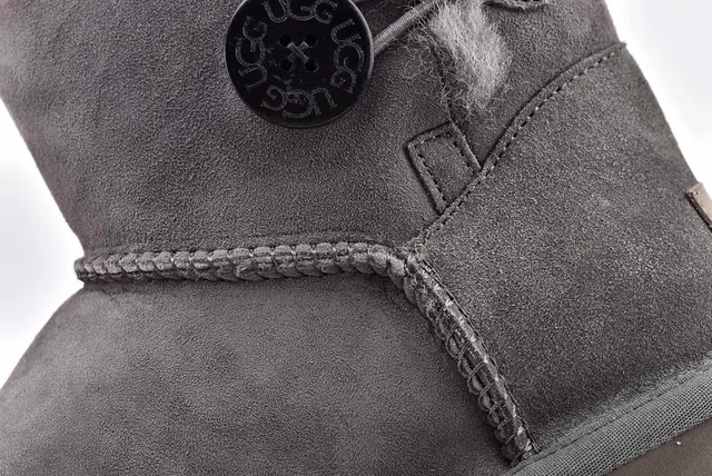 UGG Classic Mini Button Charcoal Gray Snow Boots 4