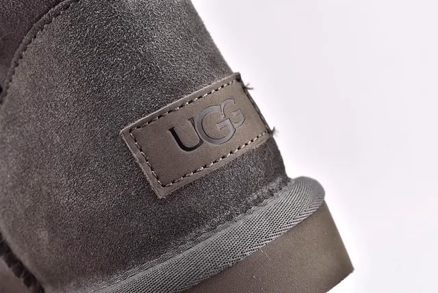 UGG Classic Mini Button Charcoal Gray Snow Boots 5