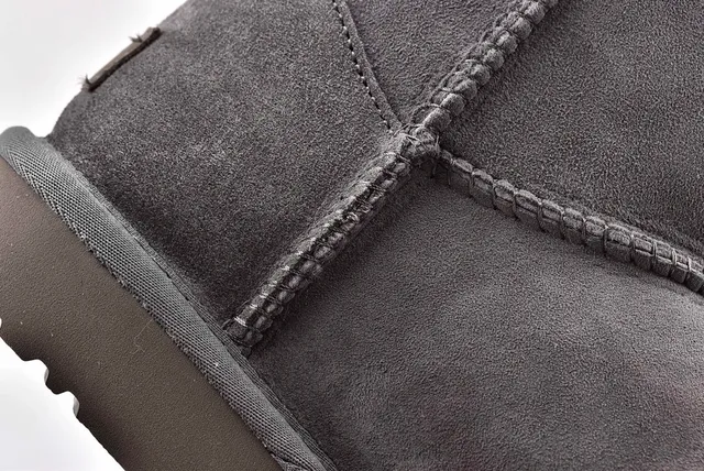 UGG Classic Mini Button Charcoal Gray Snow Boots 6