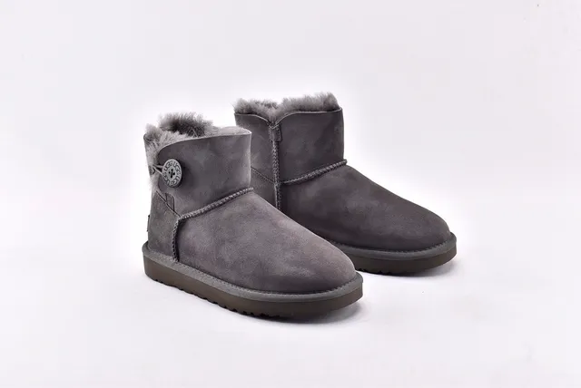 UGG Classic Mini Button Charcoal Gray Snow Boots 9