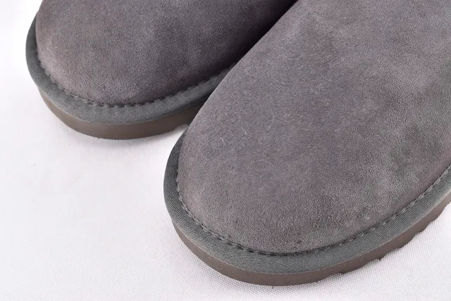 UGG Classic Mini Button Charcoal Gray Snow Boots 10