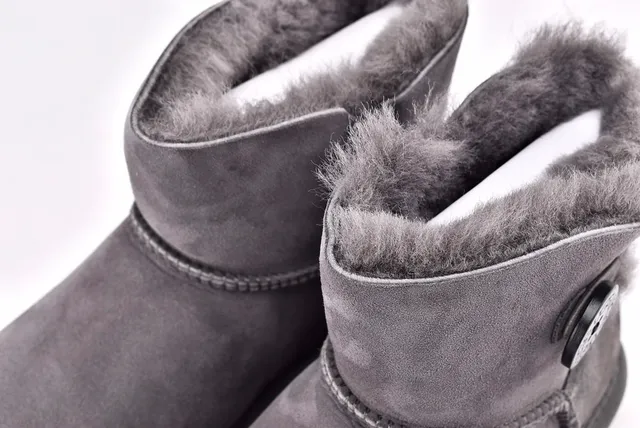 UGG Classic Mini Button Charcoal Gray Snow Boots 11