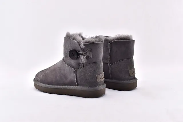 UGG Classic Mini Button Charcoal Gray Snow Boots 12