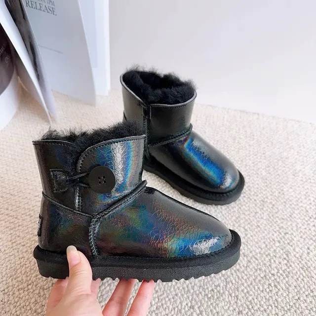 UGG Classic Mini Holographic Black Snow Boots 23