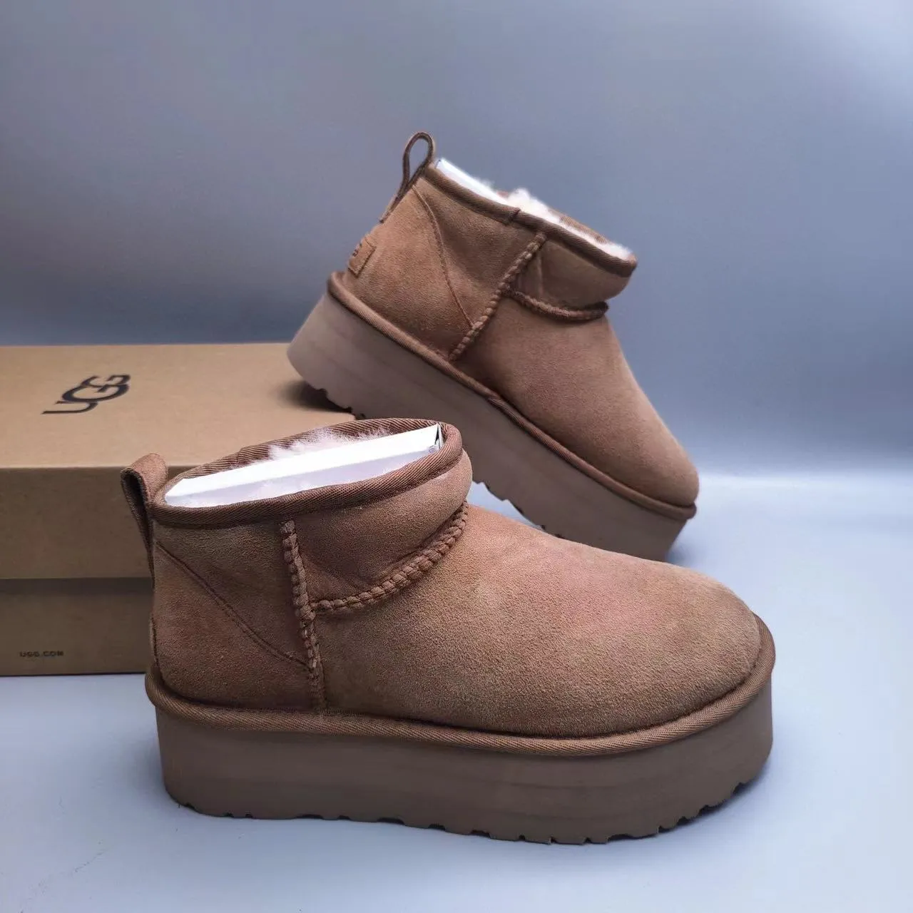UGG Classic Mini Platform Chestnut Brown Snow Boots 5