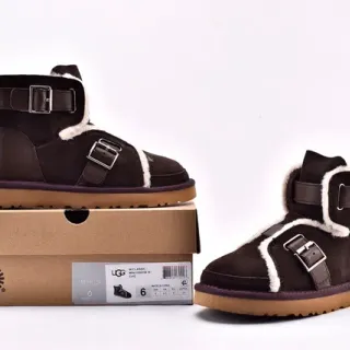 UGG Classic Mini Shearling-Lined Buckle Strap Snow Boots