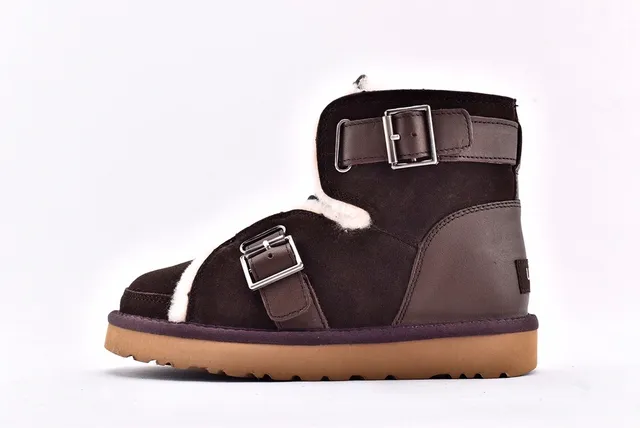 UGG Classic Mini Shearling-Lined Buckle Strap Snow Boots 8