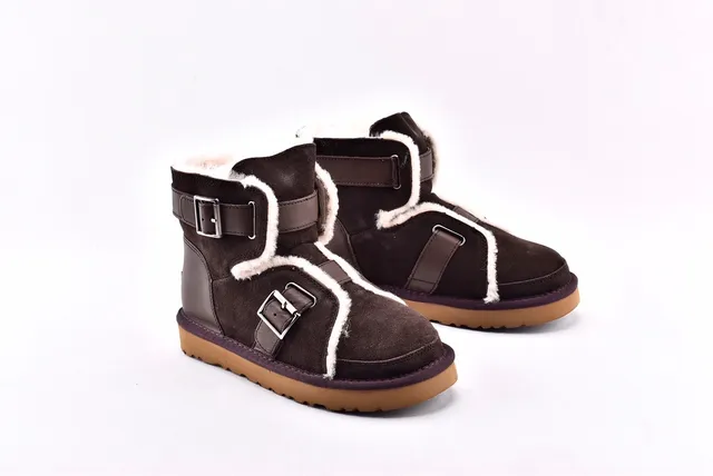 UGG Classic Mini Shearling-Lined Buckle Strap Snow Boots 9