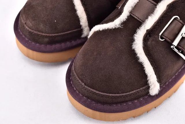 UGG Classic Mini Shearling-Lined Buckle Strap Snow Boots 10