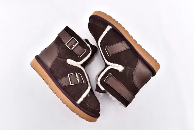 UGG Classic Mini Shearling-Lined Buckle Strap Snow Boots 12