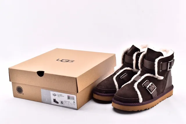 UGG Classic Mini Shearling-Lined Buckle Strap Snow Boots 15