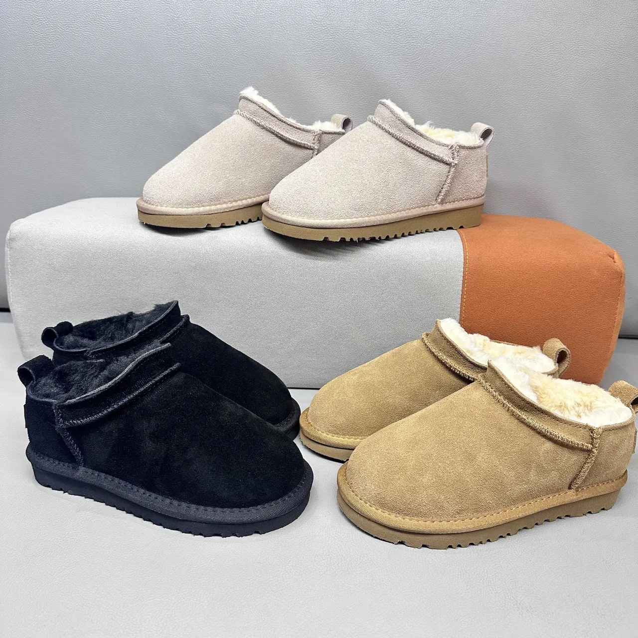 UGG Classic Short Beige Suede Shearling-Lined Snow Boots 8