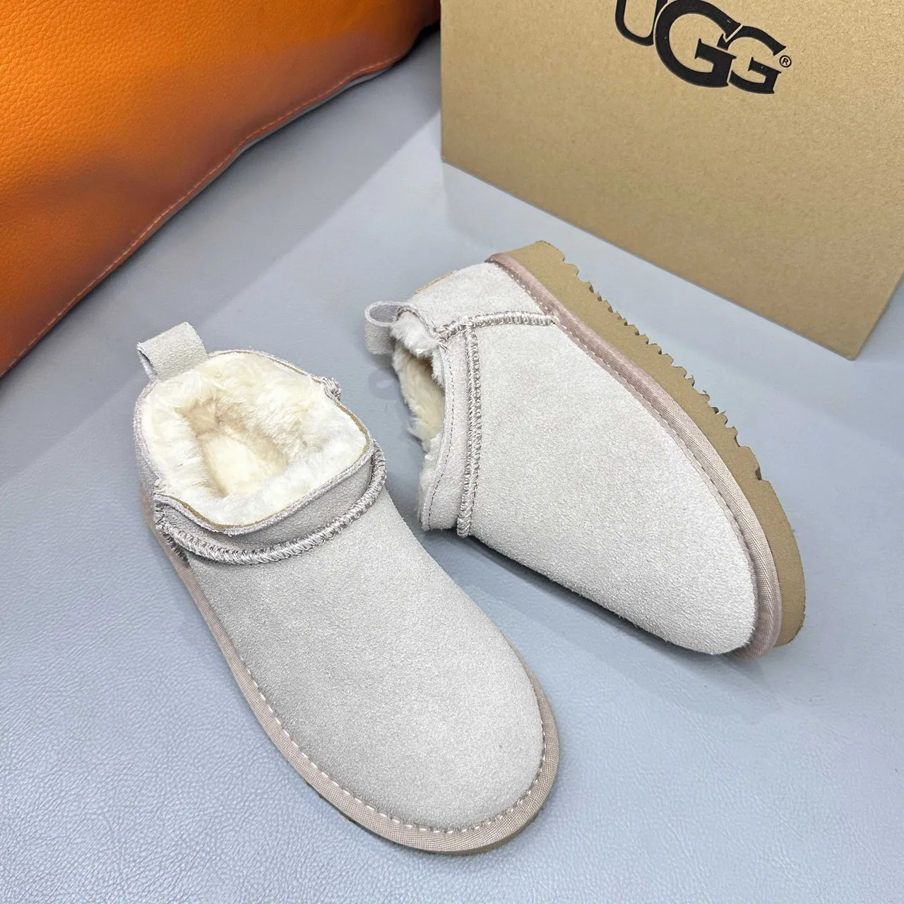 UGG Classic Short Beige Suede Shearling-Lined Snow Boots 17