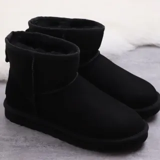 UGG Classic Short কালো স্যুড শিয়ারলিং লাইন্ড স্নো বুট