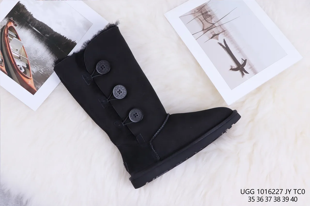 UGG Classic Tall Button Black Snow Boots 6