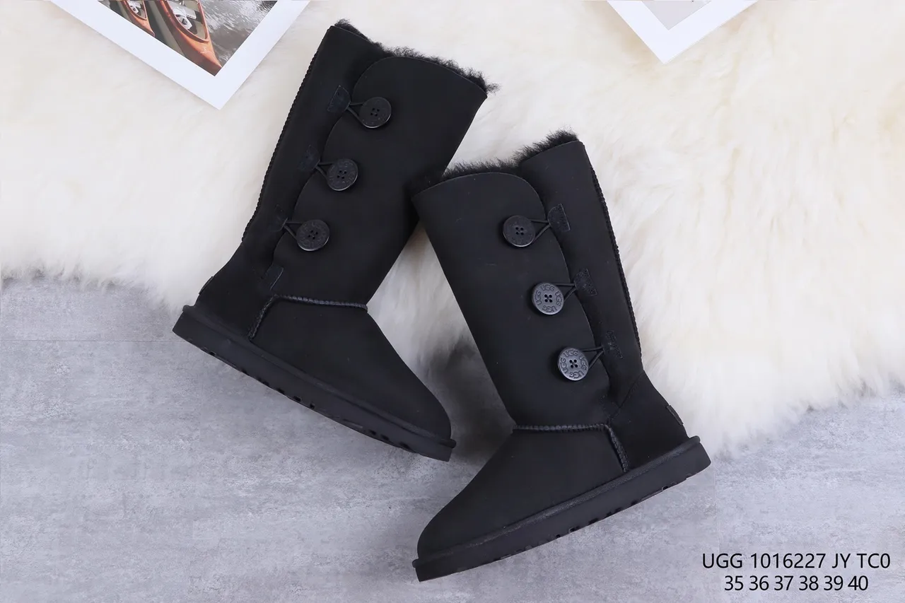 UGG Classic Tall Button Black Snow Boots 7